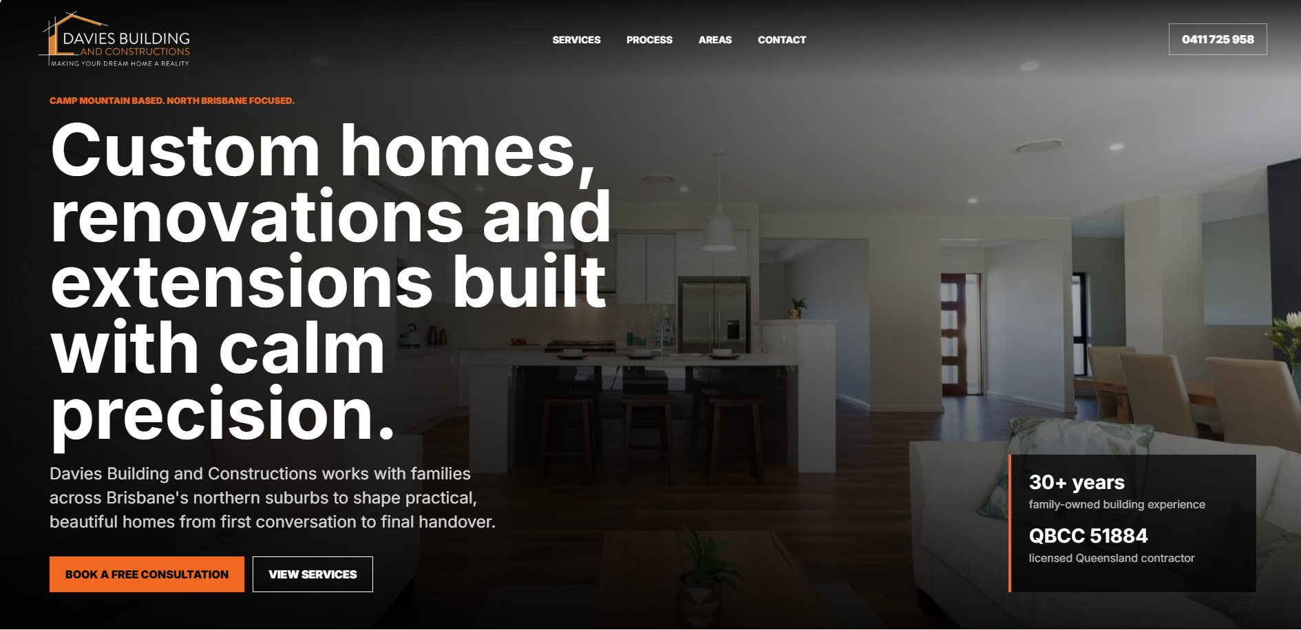 Davies Building and Constructions landing page preview